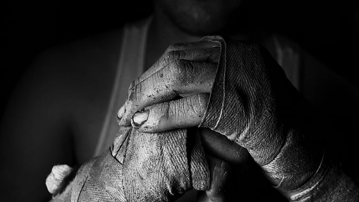 martial arts, hand, black and white, monochrome photography, finger, photography, darkness, close up, monochrome, human, still life photography, box, macro photography, boxing, fighter, training, HD wallpaper