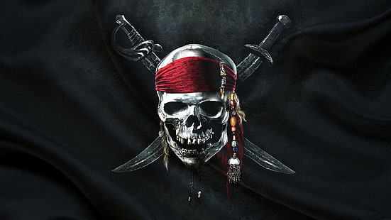 pirater jolly roger flagga konstverk, HD tapet HD wallpaper