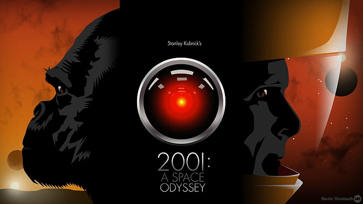 2001: A Space Odyssey digital wallpaper, 2001: A Space Odyssey, HAL 9000, movies, Stanley Kubrick, HD wallpaper