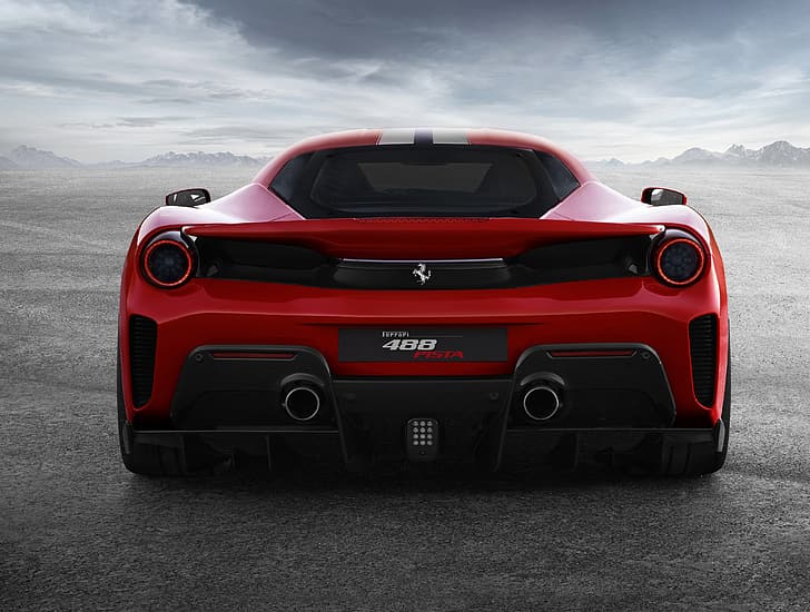 red, Ferrari, spoiler, feed, 2019, V8 twin turbo, 488 Pista, HD wallpaper