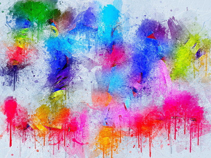 multicolored paint splatter digital wallpaper, paint, spots, colorful, splatter, grungy, HD wallpaper