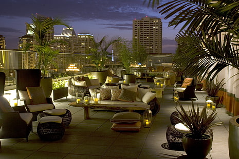 design, staden, stil, interiör, takvåning, San Diego, terrass, HD tapet HD wallpaper