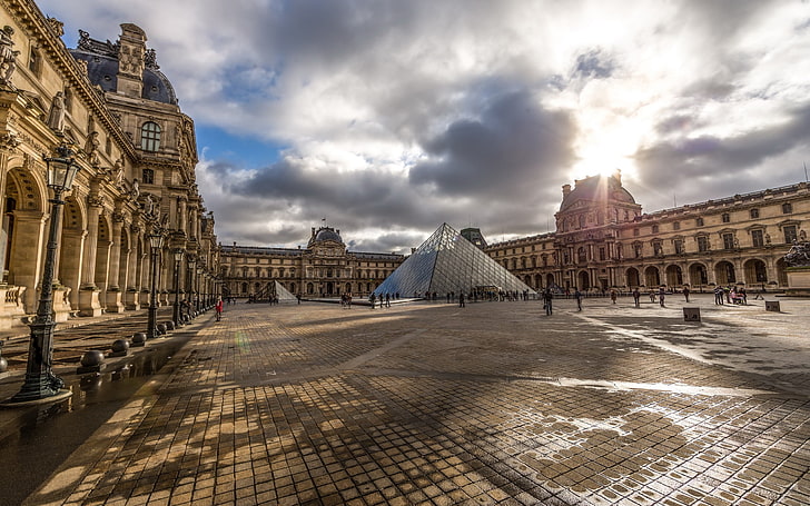 Louvre, Paris, paisagem urbana, HDR, construção, Louvre, Paris, HD papel de parede