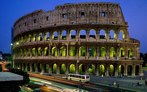 Koloseum, Rzym, Koloseum, Rzym, Włochy, punkt orientacyjny, architektura, wieczór, Tapety HD HD wallpaper