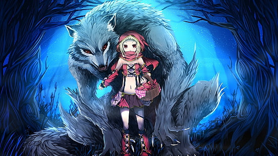 sedikit naik kap merah mata merah werewolf anime anime gadis serigala 1920x1080 Anime Hot Anime HD Art, mata merah, Little Red Riding Hood, Wallpaper HD HD wallpaper