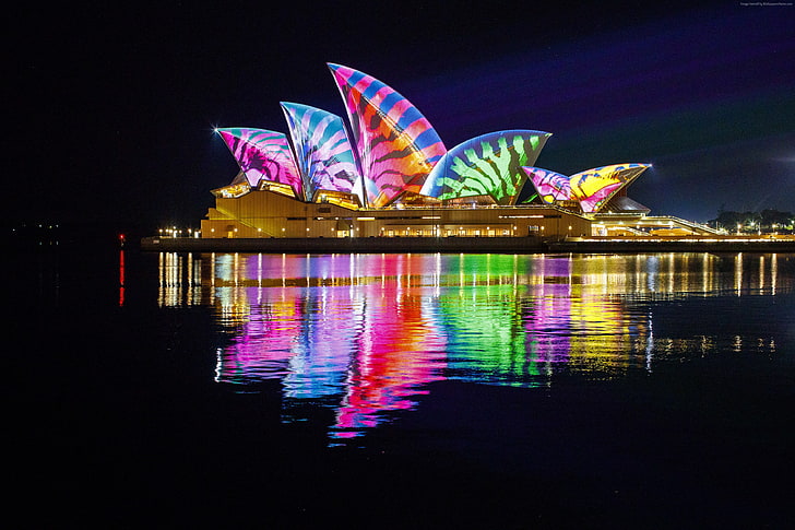シドニー、オーストラリア、夜、オペラハウス、4 k、 HDデスクトップの壁紙