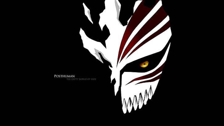 Ichigo enfrenta papel de parede, Alvejante, Oco, máscara, fundo preto, anime, HD papel de parede