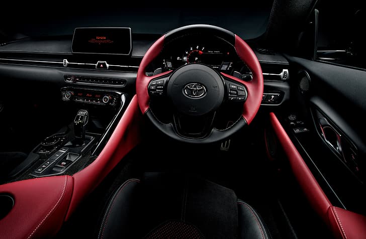coupe, interior, devices, the wheel, Toyota, salon, Supra, the fifth generation, mk5, double, 2019, GR Above, A90, Gazoo Racing, mkV, HD wallpaper