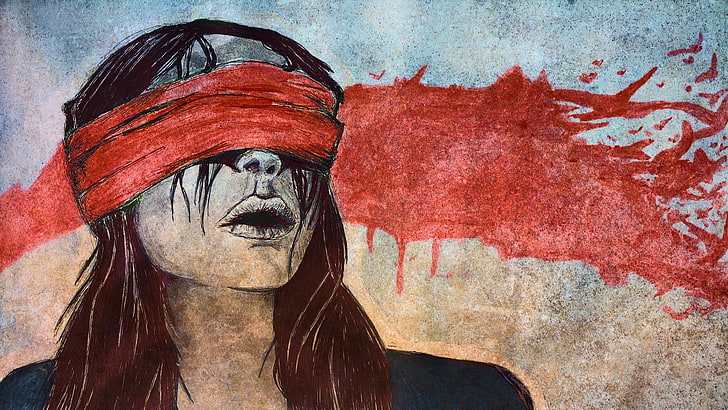 women, artwork, blindfold, HD wallpaper