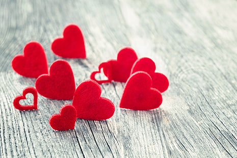 cinta, hati, hati, merah, kayu, romantis, hari valentine, Wallpaper HD HD wallpaper
