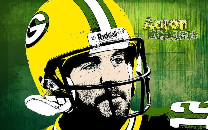 Aaron Rodgers - Green Bay Packers, żółty kask Riddell Green Bay Packers, sportowy, 2560x1600, piłka nożna, Aaron Rodgers, Green Bay Packers, Tapety HD