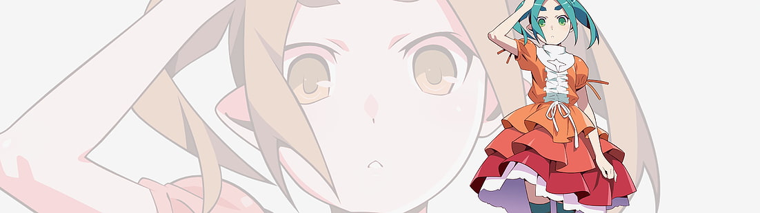 meninas anime, série Monogatari, Ononoki Yotsugi, vestido, HD papel de parede HD wallpaper