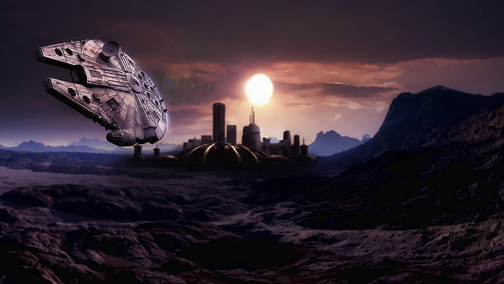 Star Wars Falcon Millenium digitale Tapete, Planet, Station, Star Wars, Kunst, die Kuppel, Millennium Falcon, HD-Hintergrundbild