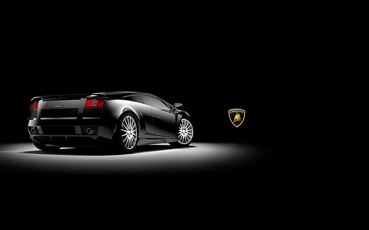чёрно-серый автомобиль, литая модель, Lamborghini Gallardo, суперкар, простой фон, прожекторы, HD обои