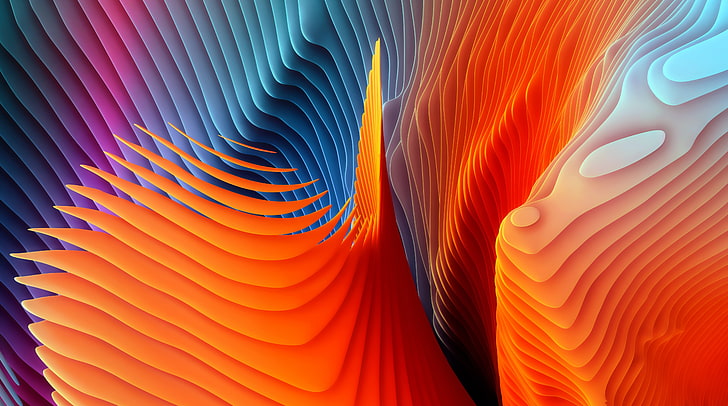 Apple Abstract, ilustração abstrata laranja, branca e azul, Computadores, Mac, abstrato, maçã, colorido, serra, macos, macbook, HD papel de parede