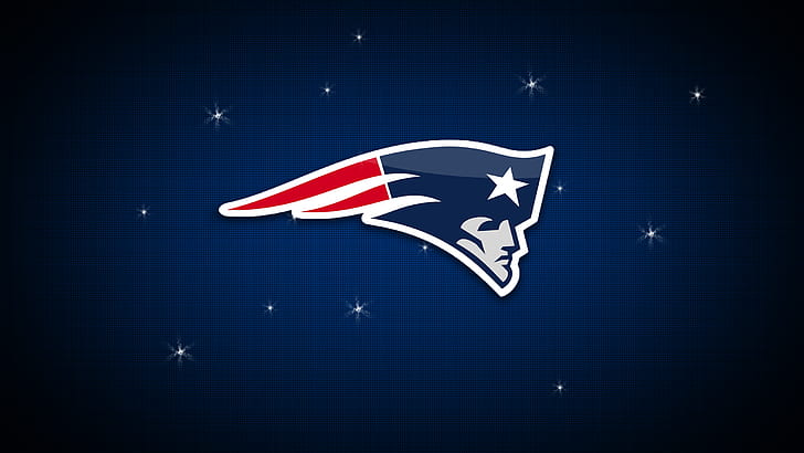 Blå bakgrund, logotyp, minimalism, New England Patriots, Patriots, HD tapet