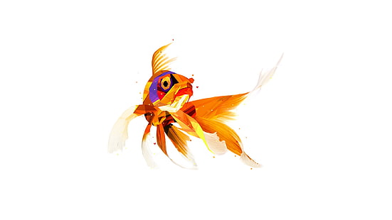 illustration de poisson marron et blanc, animaux, facettes, poisson, art numérique, Justin Maller, Fond d'écran HD HD wallpaper