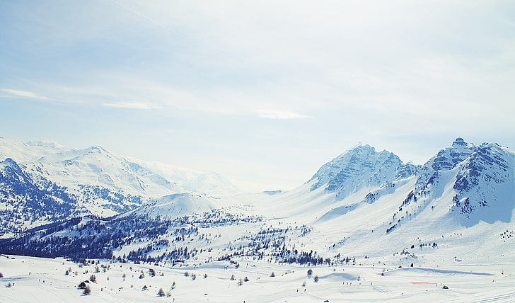 гора с ледниками, горы, снег, природа, пейзаж, HD обои