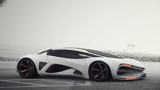 بيضاء سوبر كار ، مفهوم السيارات ، LADA، خلفية HD HD wallpaper