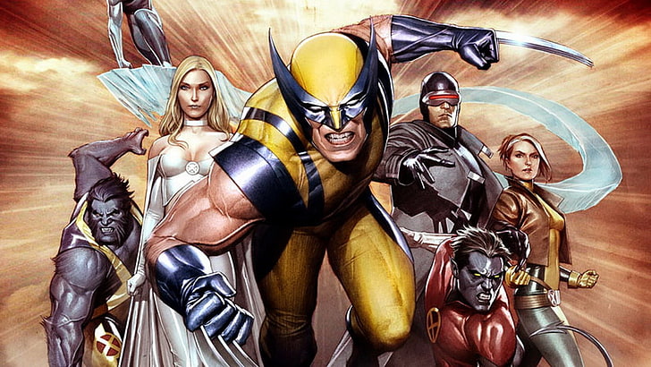 X-Men тапет, комикси, Wolverine, X-Men, Beast (герой), Emma Frost, HD тапет