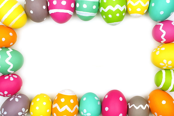 frame, colorful, Easter, spring, eggs, decoration, Happy, the painted eggs, HD wallpaper