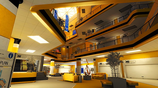 Mirror's Edge, videojuegos, interiores, amarillo, arquitectura, Fondo de pantalla HD HD wallpaper