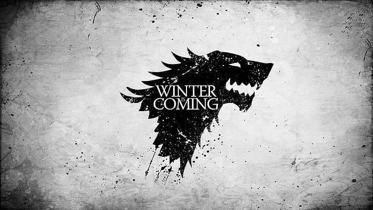 Лого на Winter Coming, House Stark, Game of Thrones, Песен на лед и огън, Winter's Coming, TV, фентъзи изкуство, HD тапет