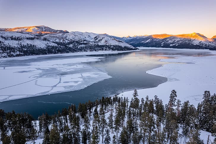 Colorado, USA, landscape, river, snow, winter, nature, HD wallpaper