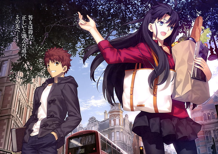 Fate Series, Fate / Stay Night, Rin Tohsaka, Shirou Emiya, Fondo de pantalla HD