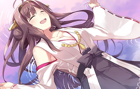 Mädchen Anime Charakter Illustration, Kongou (KanColle), Kantai Collection, HD-Hintergrundbild HD wallpaper
