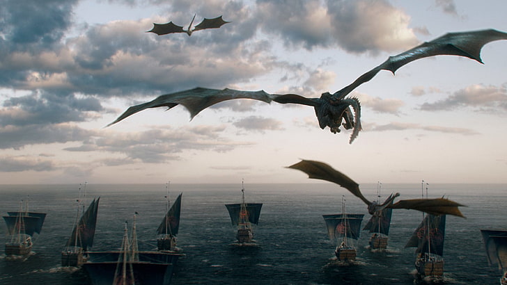 Dragon and boats illustration, TV Show, Game Of Thrones, Dragon, HD  wallpaper | Wallpaperbetter