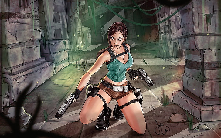 Video Game Art, Lara Croft, video game, Tomb Raider, Wallpaper HD