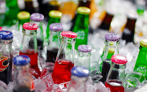 Bier, Flaschen, Alkohol, Eis, HD-Hintergrundbild HD wallpaper