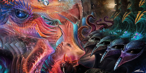 Trippy, psychedelic, penuh warna, mata, alien, Wallpaper HD HD wallpaper