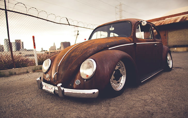 brązowy samochód Volkswagen Beetle, Volkswagen, Volkswagen Beetle, Tapety HD