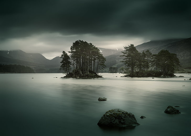the sky, water, surface, Scotland, Highland, Loch Shiel, Loch Ossian, freshwater lake, HD wallpaper