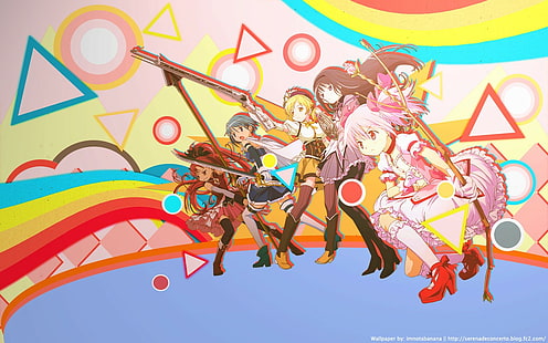 Mahou Shoujo Madoka Magica, Kaname Madoka, Akemi Homura, Tomoe Mami, Miki Sayaka, Sakura Kyoko, Tapety HD HD wallpaper