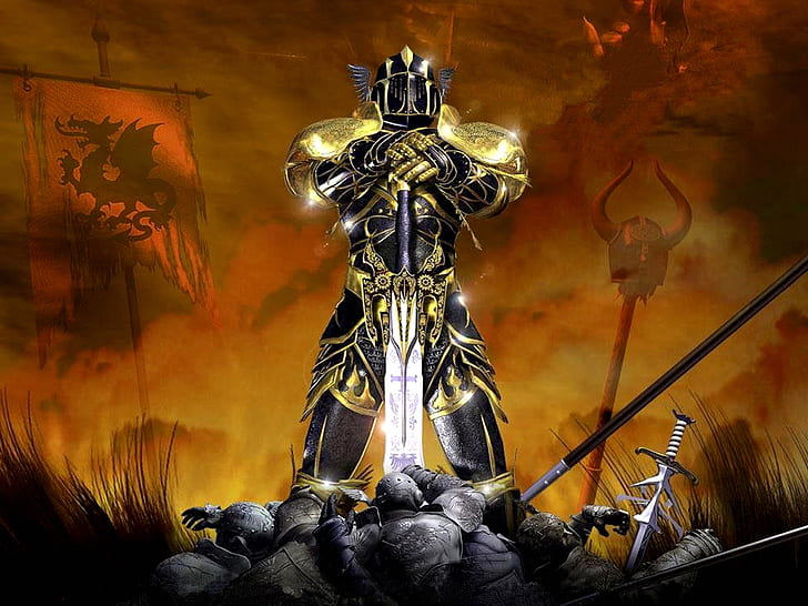 armor, holy, knight, medieval, warrior, HD wallpaper