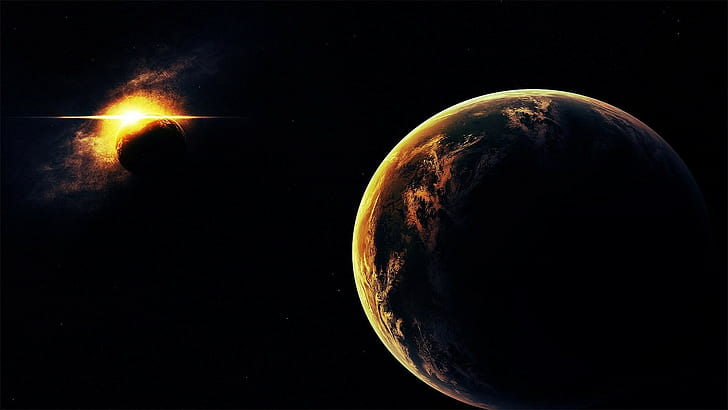 Sonnenfinsternis, Planet, Raum, Raumkunst, digitale Kunst, HD-Hintergrundbild