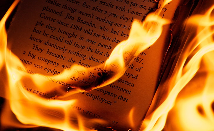 كتاب حرق ، كتاب محترق ، عناصر ، نار ، حرق ، كتاب، خلفية HD