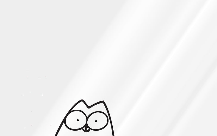 Котката на Саймън, комикси, котка, прост фон, рисунка, монохромен, HD тапет