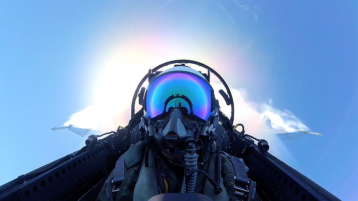 pilot odrzutowy, pilot, autoportret, samolot wojskowy, Boeing F / A-18E / F Super Hornet, Tapety HD