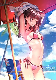 SydusSeni, anime, gadis anime, Chizuru Mizuhara, Kanojo, Okarishimasu (Rent-a-Girlfriend), bikini, Wallpaper HD HD wallpaper