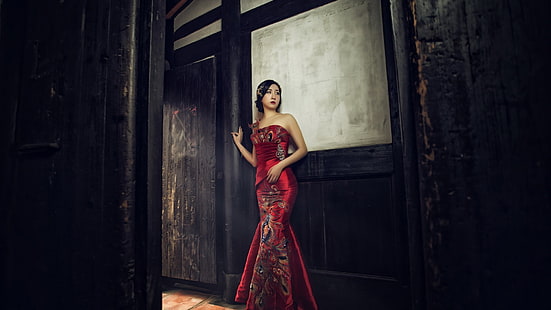 Chinese girl, beautiful cheongsam, Chinese, Girl, Beautiful, Cheongsam, HD wallpaper HD wallpaper