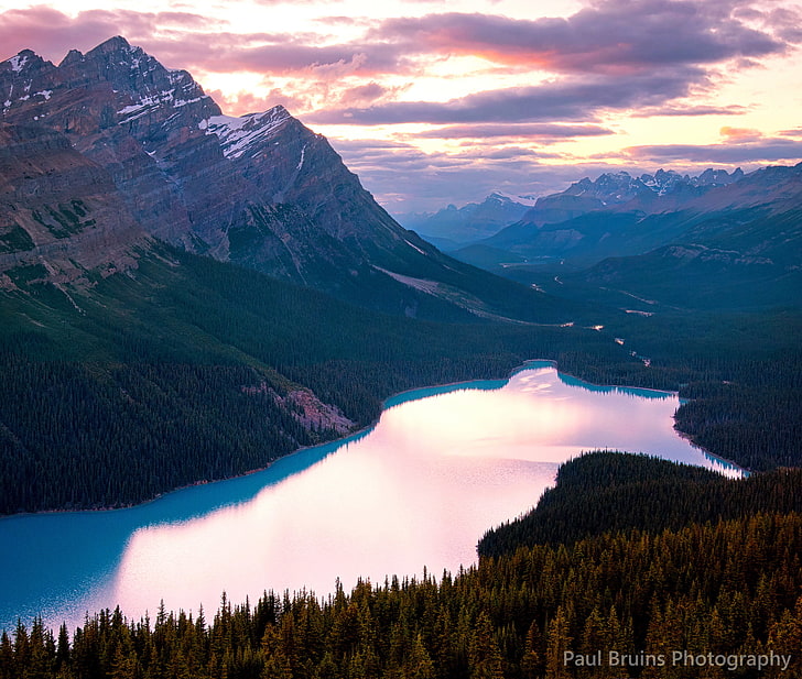 Yaz, göl, Kanada, Banff Ulusal Parkı, Peyto, Panorama Paul, Kanada Rockies, Ağustos tarafından, HD masaüstü duvar kağıdı