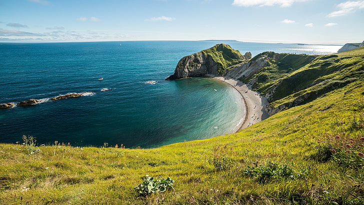body of water and shore, landscape, Dorset, coastline, Durdle Door (england), nature, HD wallpaper