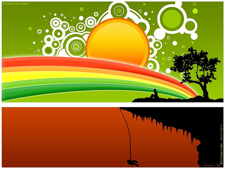 illustration of rainbow collage, Artistic, Vector, Colors, Sun, HD wallpaper