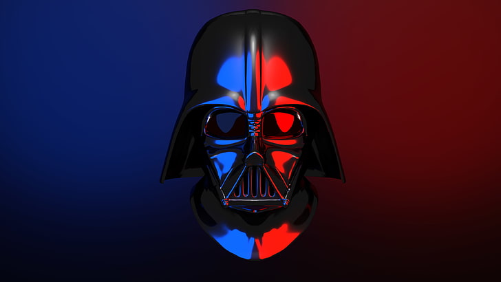 Darth Vader, Sith, Star Wars, helmet, red, blue, HD wallpaper