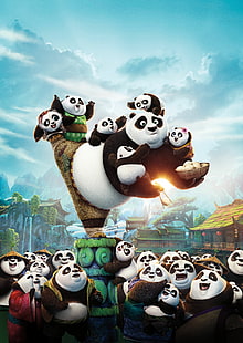 Kung Fu Panda film afişi, Kung Fu Panda 3, Animasyon, Po, Pandalar, HD masaüstü duvar kağıdı HD wallpaper