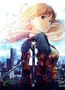 аниме, изкуство, asuna, герой, kazuto, kirigaya, роман, онлайн, серия, меч, визуален, yuuki, HD тапет HD wallpaper